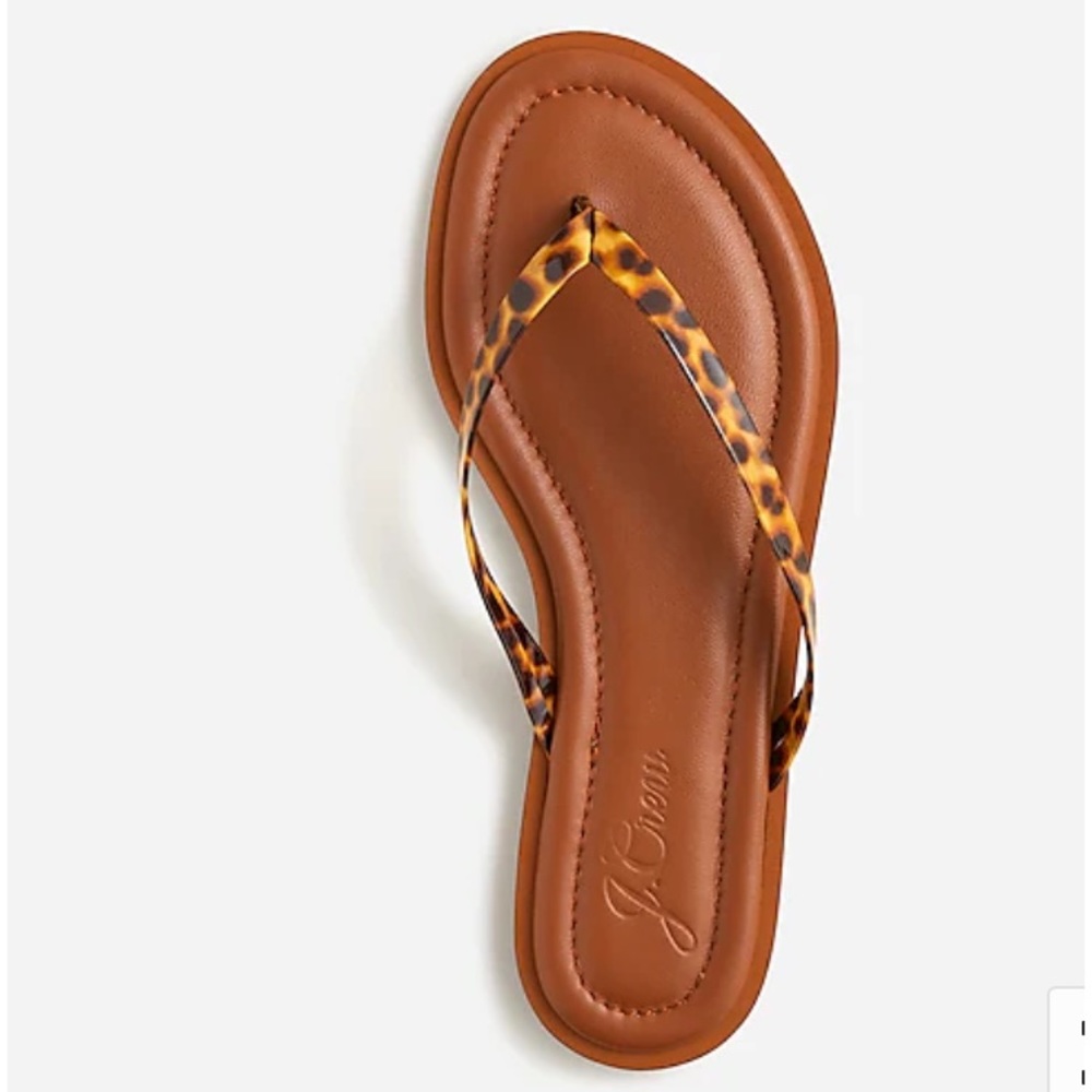 J. Crew Sorrento Leopard Leather Thong Sandals